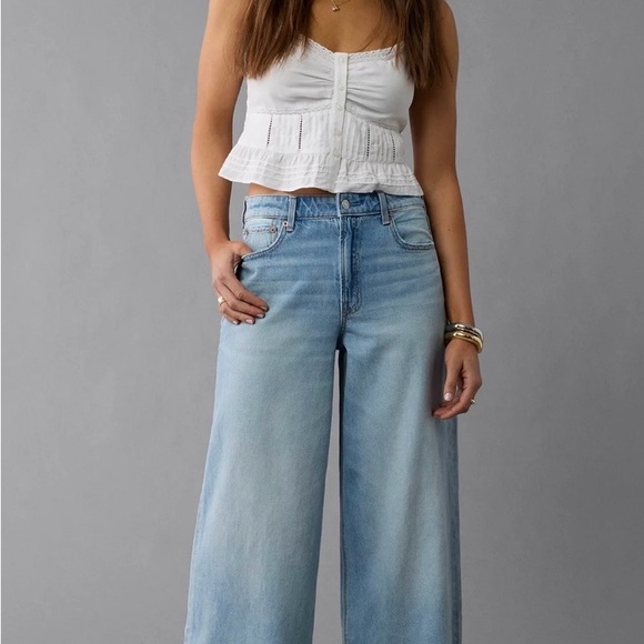 American Eagle Outfitters Denim - American Eagle Outfitters super high-rise Light Blue ultra Wide-Leg Jeans